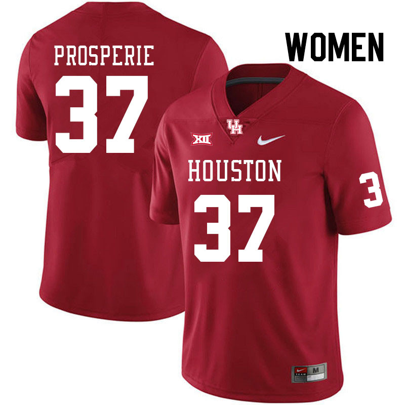 Women #37 Chance Prosperie Houston Cougars College Football Jerseys Stitched Sale-Red